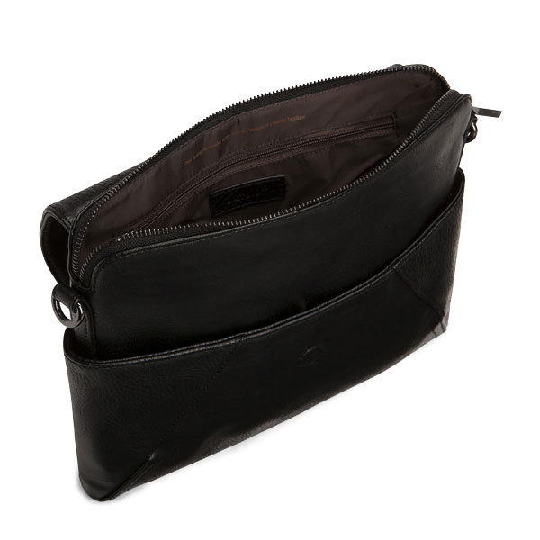 Black vegan leather luxury messenger bag Minka Matt & Nat