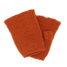 Orange Alpaca short mittens