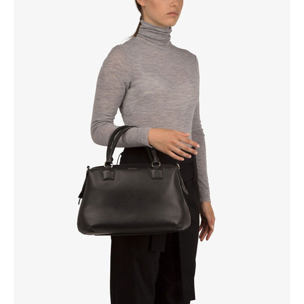 Black vegan leather luxury satchel Malone Matt Nat