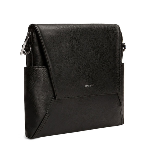 Black vegan leather luxury messenger bag Minka - Matt & Nat