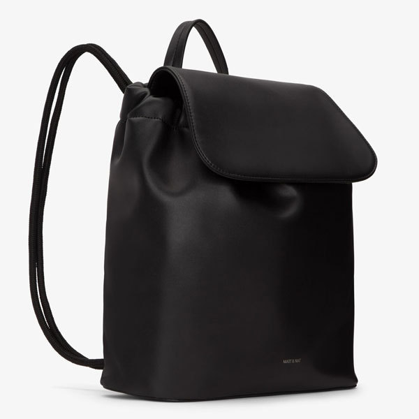 Black vegan leather luxury backpack 