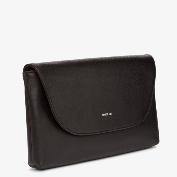Black vegan leather luxury clutch Charlotte Matt Nat