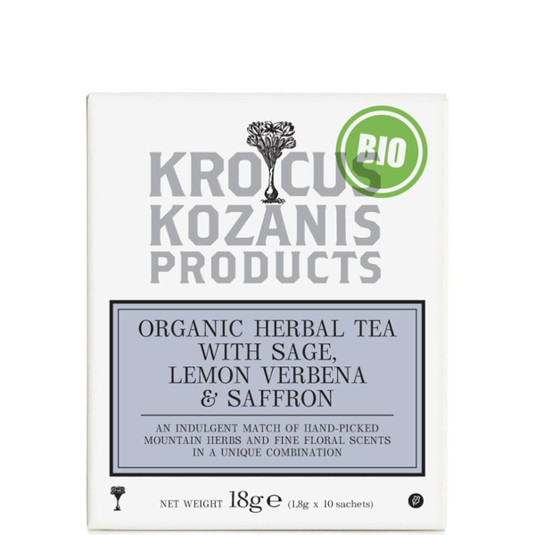 Krocus Kozanis - Organic herbal tea with Sage, Lemon & Greek Saffron 