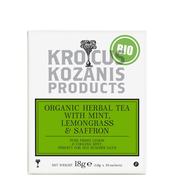 Krocus Kozanis - Organic herbal tea with Mint, Lemongrass & Greek Saffron 